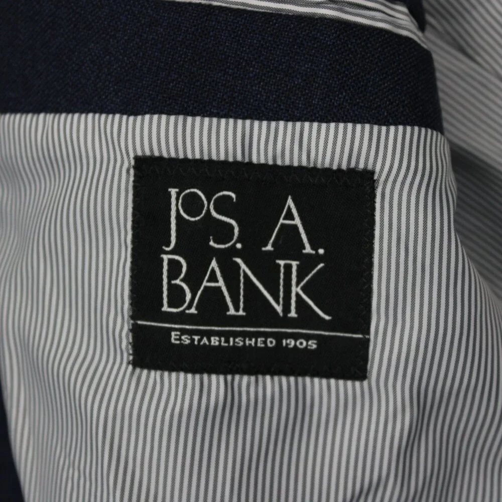 Jos. A. Bank 730 Burke Blazer Mens 46 L‎ Blue Linen/Wool Blend Sports Jacket